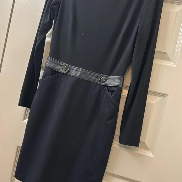 Lauren Ralph Lauren Black Long Sleeve Dress with Belt - Picture 2 of 3